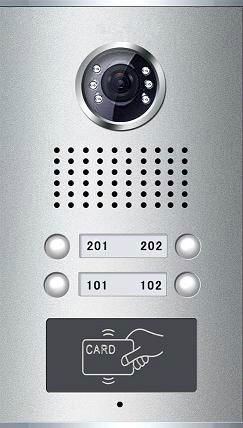 Video Door Phone for Apartment with Card Reader(4-button)