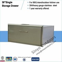 Built-in stainless BBQ island 30" storage single drawer