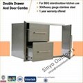 BBQ island component built-in stainless double drawer and door combo 2