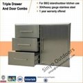 BBQ island component built-in stainless triple drawer and door combo 2