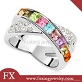 Stainless steel shiny crystal wedding ring 1