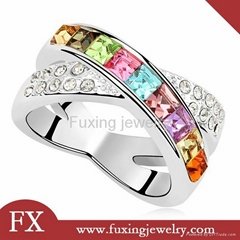 Stainless steel shiny crystal wedding ring