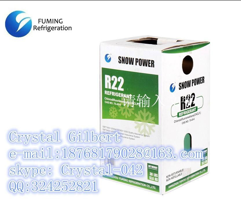 HCFC High Purity 99.8% R22 Refrigerant Gas Freon For Cooling Systems 