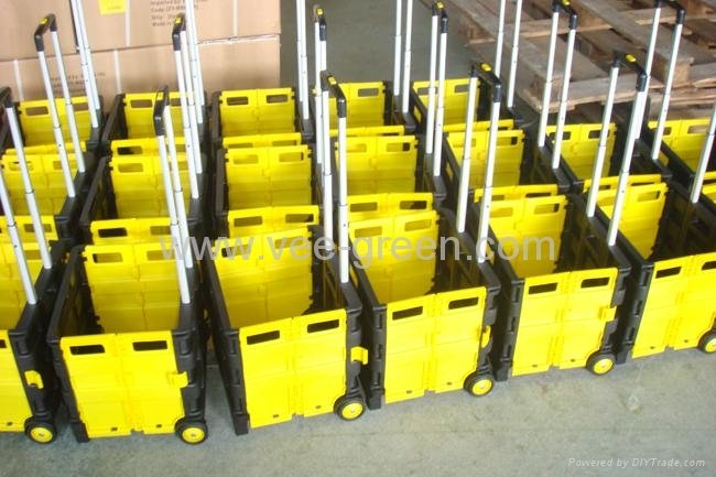 Plastic Folding Shopping Cart with Telescopic Handle 5