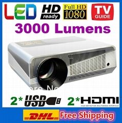 3000 Lumens LED 3D projector Full HD Portable LED ProJector 1080P For Home Theat