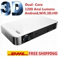 1500 Ansi Lumens Mini Pico Portable DLP Digital 3D Android Portable Projector Fu 1