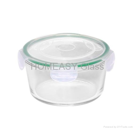 round pyrex glass food container box 2