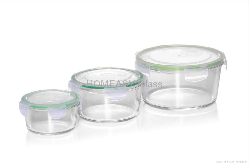 round pyrex glass food container box 4