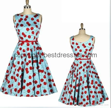 Vintage Floral Print Retro 50s 60s swing Pinup Rockabilly Housewife Dress 5