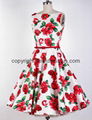 Vintage Floral Print Retro 50s 60s swing