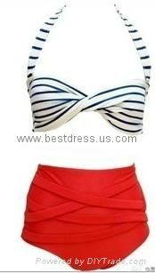 Hot Sales Swimwear Vintage Push Up Bandeau HIGH WAISTED Bikini Set Bathing Suit 3