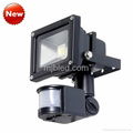 IP65 Black 10W LED Flood Light With PIR