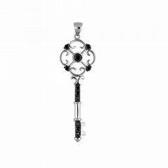 Key pendant 925 sterling silver set with Micro pave CZ