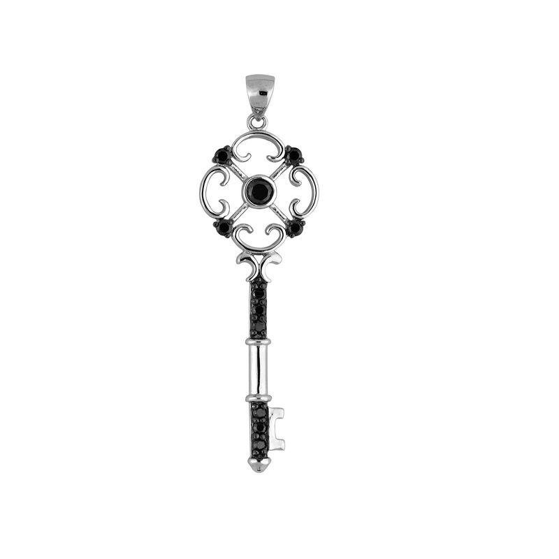 Key pendant 925 sterling silver set with Micro pave CZ