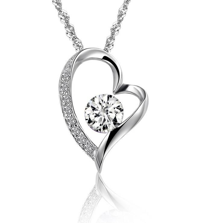 heart silver pendant set with 8 heart 8 arrows CZ