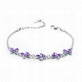 beautiful flower design bracelet Purple zirconia stones inlay