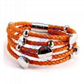 2014 Costume jewelry stainless steel leather wrap bracelet with charm 1