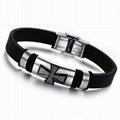 316L stainless steel and silicon Cross men's bracelet