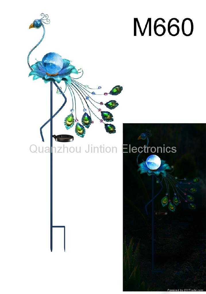 Outdoor Blue Solar Powered LED Peacock Stake Light