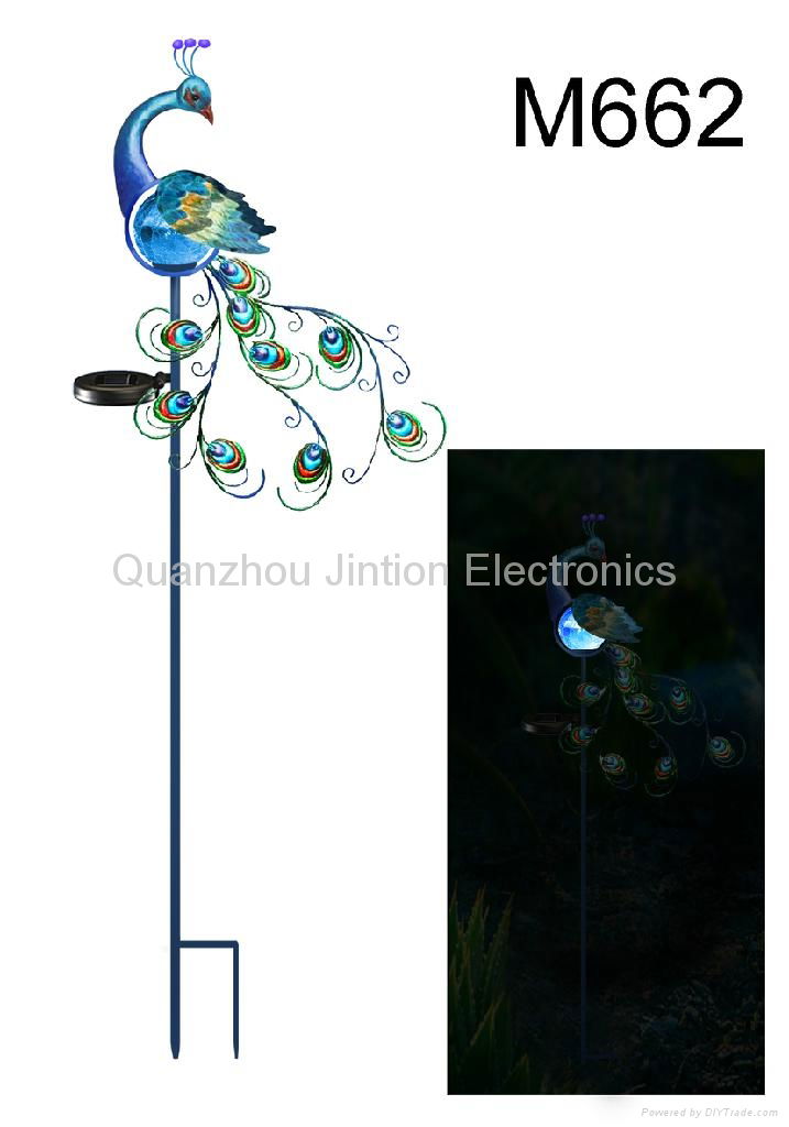 Outdoor Blue Solar Powered LED Peacock Stake Light 3