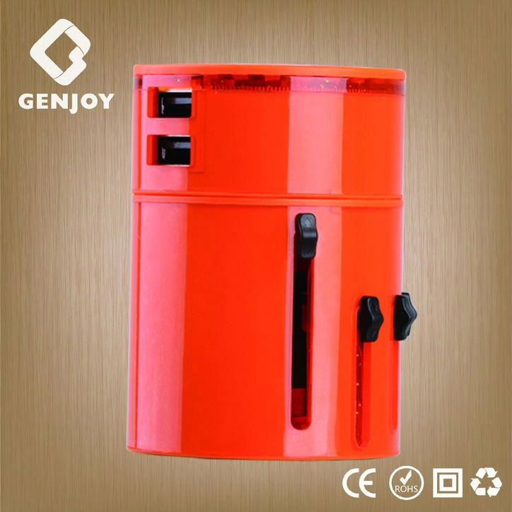 2014 New design travel adapter with dual USB 3000mA 3