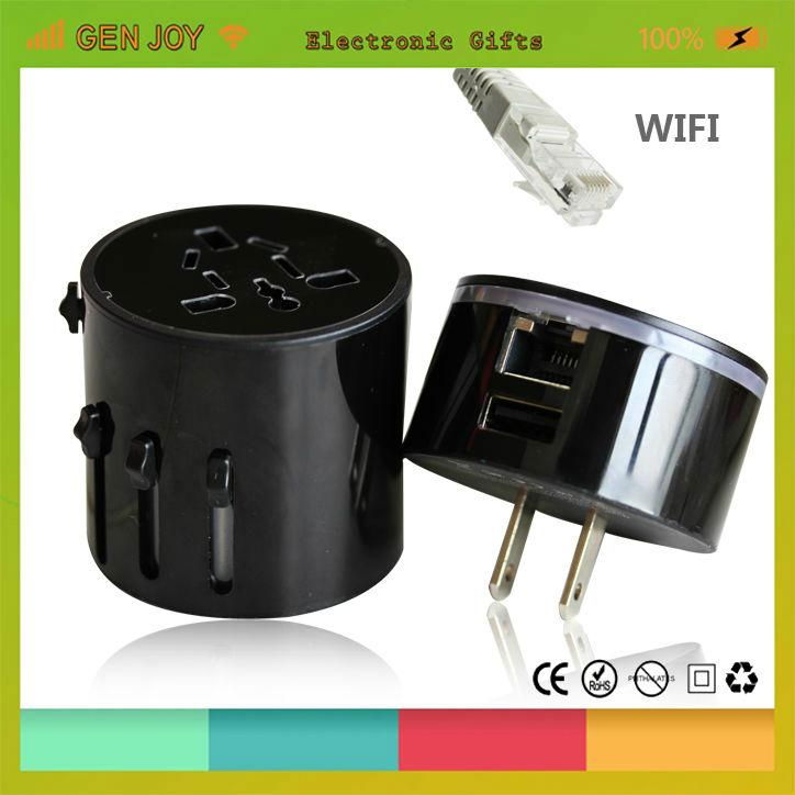 2014 New design WIFI travel adapter with dual USB 3000mA