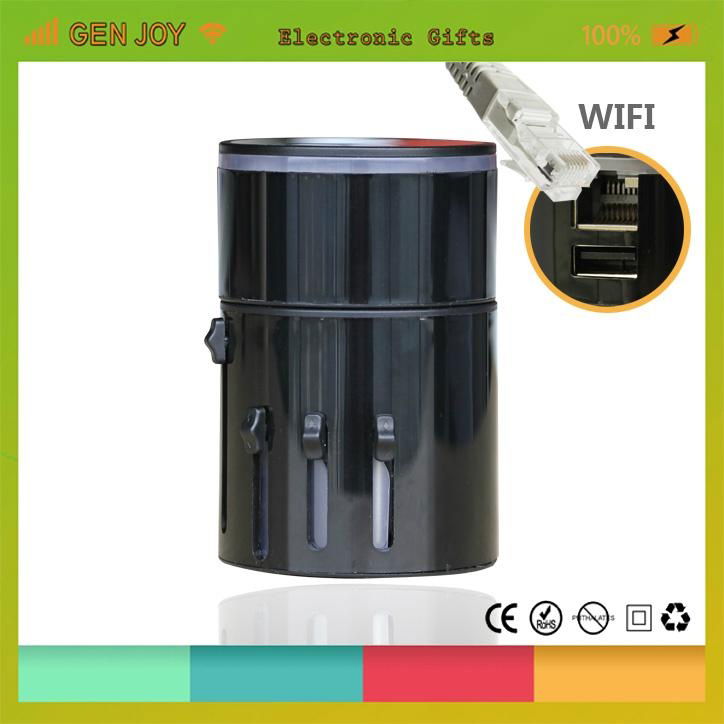 2014 New design WIFI travel adapter with dual USB 3000mA 2