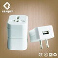 2014 Shanghai GENJOY universal travel plug adapter with USB 2