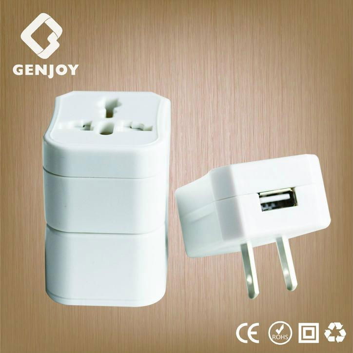 2014 Shanghai GENJOY universal travel plug adapter with USB 2