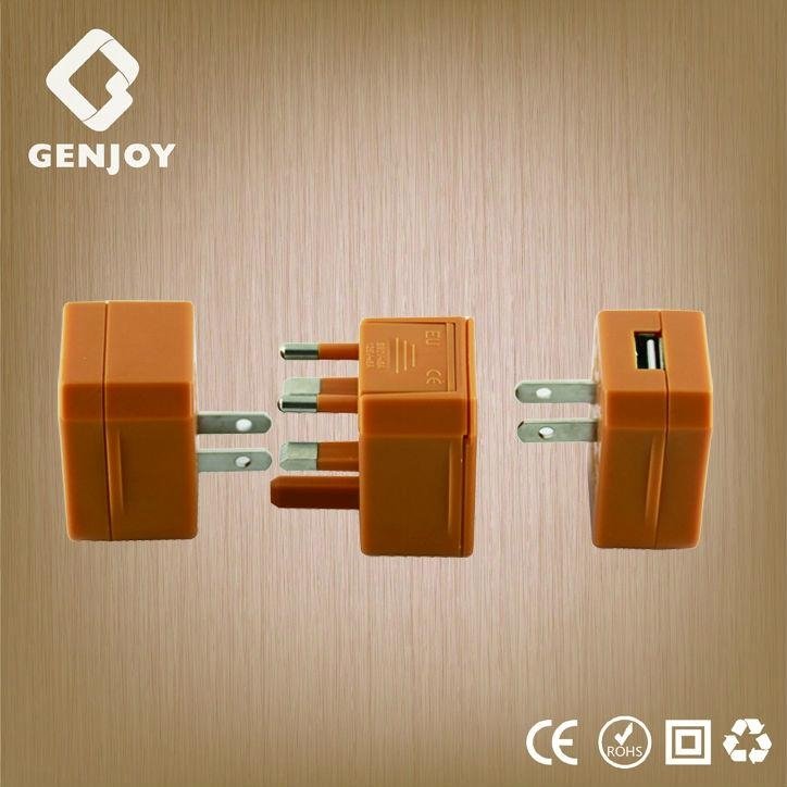 2014 Shanghai GENJOY universal travel plug adapter with USB 3