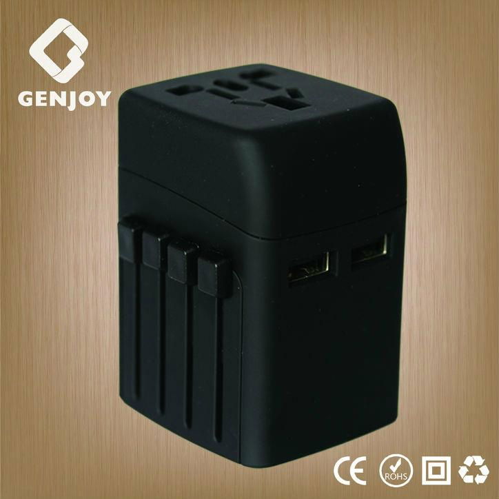 world travel plug adapter with dual usb 2