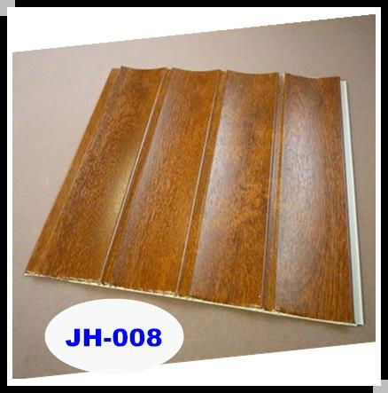 Interior Decorative Triple Grooves Wood Design PVC Laminated Wall Panel (JH-008) 2