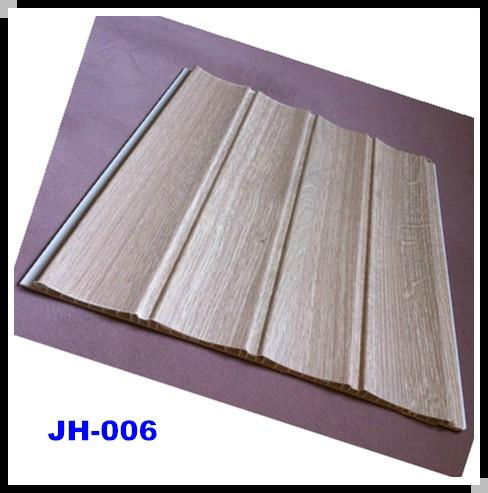 Interior Decorative Triple Grooves Wood Design PVC Laminated Wall Panel (JH-008) 4