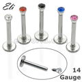 316l Steel Internally Threaded Labret with Gem 1