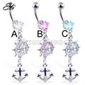 Fashion Dangling Belly Ring with Zircon 3