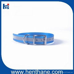 TPU Reflective Collar With Zinc Alloy Buckle Fluo Blue 