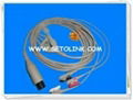 AMP 6 PIN 3 LEAD ECG CABLE FOR CLIP END AHA STANDARD