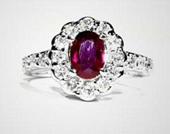 18K WHITE GOLD RING - RUBY (1.18CT) & DIAMONDS (0.55CT)