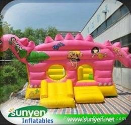 Attractive Inflatable Pink Dinosaur Bouncer
