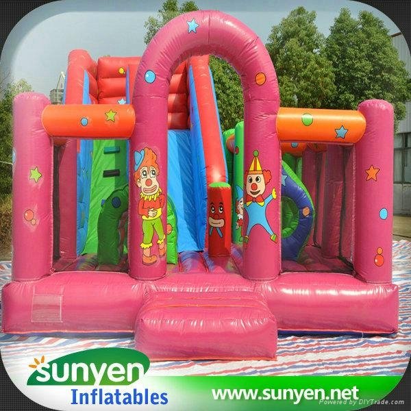 Popular Inflatable Clown Slide with Obstacle
