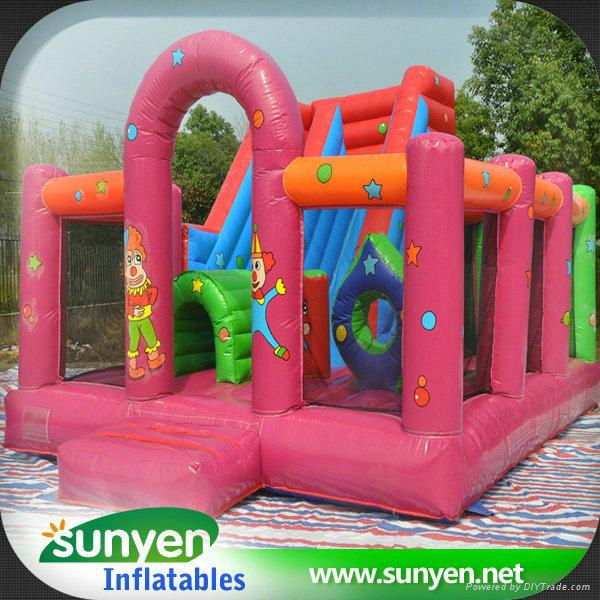 Popular Inflatable Clown Slide with Obstacle 2