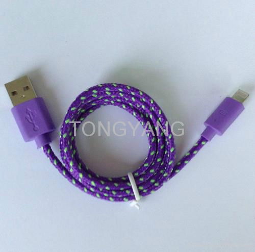 Fabric USB Charging Data Cable for iphone5