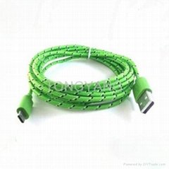 Fabric usb charging data cable for micro phone