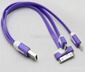 smile face 3 in 1 usb cable for iphone samsung htc  1