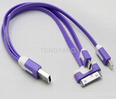 smile face 3 in 1 usb cable for iphone samsung htc