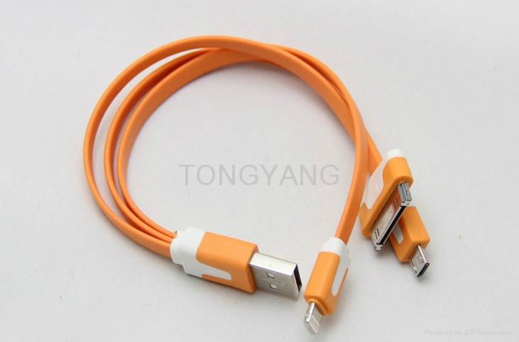 smile face 3 in 1 usb cable for iphone samsung htc  2