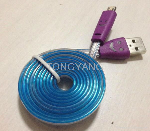 Magical visible Micro USB sync & charge LED light Cable For Iphone Sumsung 5