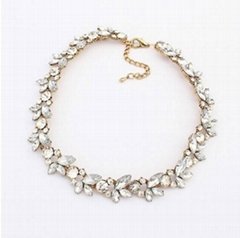 China 2014 fashion jewelry crystal bib necklace for Mother's gift 