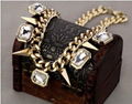 Fashion gold punk crystal necklace for