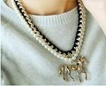 Fahsion pearl chain horse pendant necklace jewelry for ladies 1